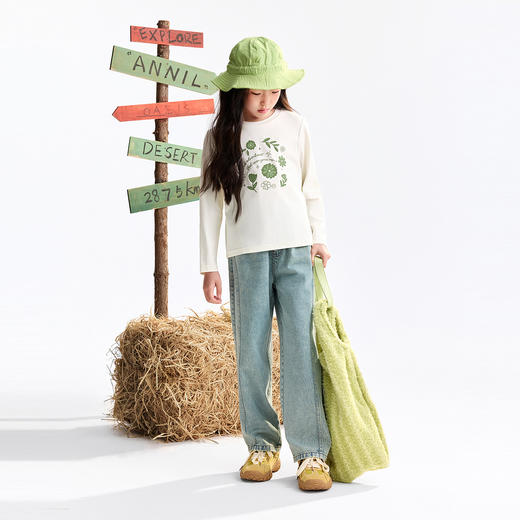 女童全腰牛仔单裤秋季新款安奈儿童装EG536528 商品图3