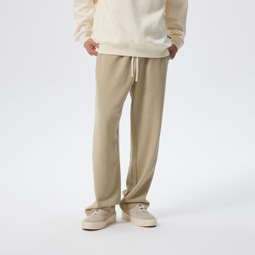 CHINISM折扣季 米白色华夫格裤子男直筒休闲裤男士垂感运动卫裤 商品图2