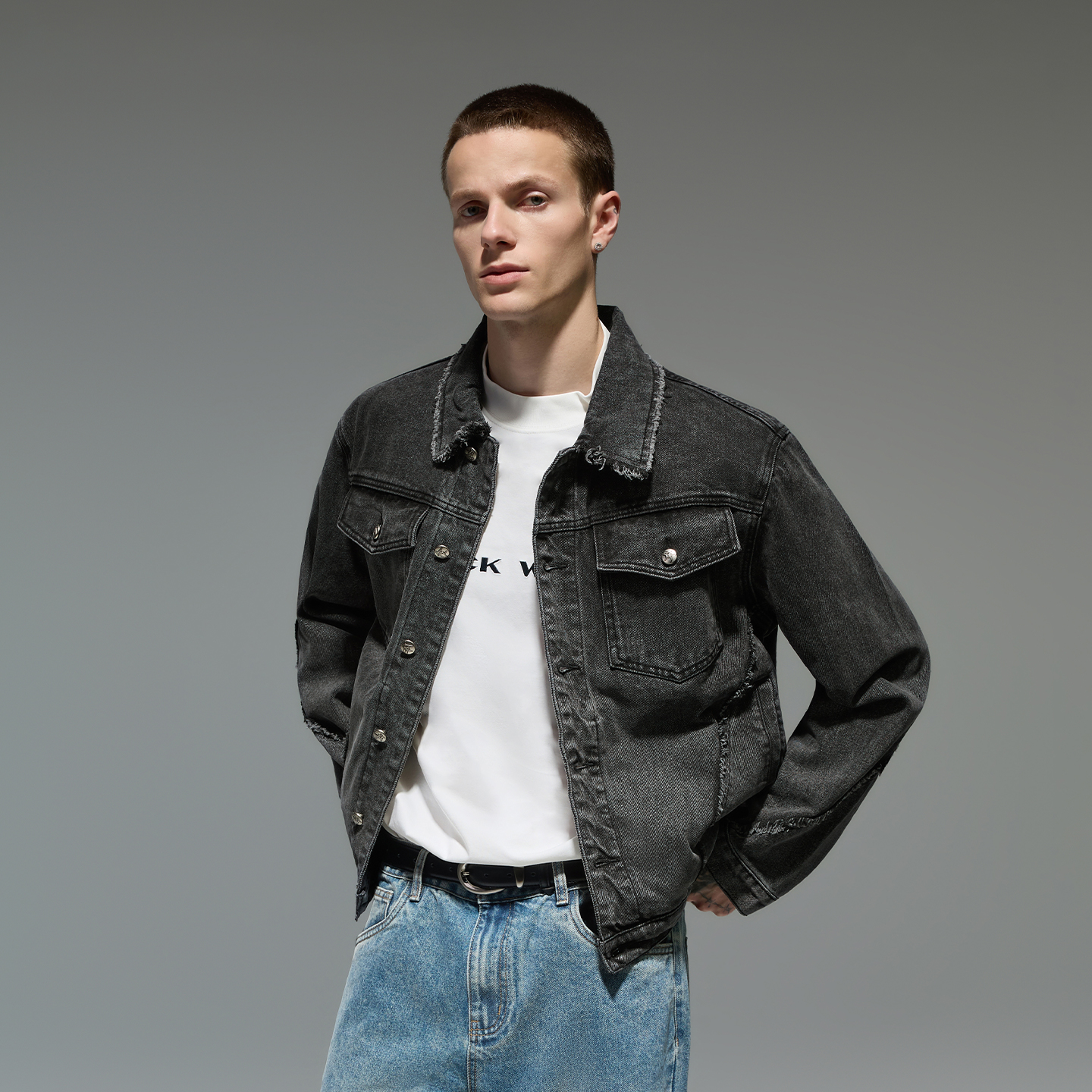 CHINISM折扣季 复古翻领牛仔夹克男秋季新款美式休闲水洗男士外套