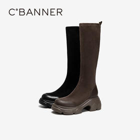 千百度厚底增高弹力靴女美拉德瘦瘦靴骑士靴长靴子A25586186