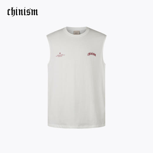 CHINISM赤尘 发泡印花白色背心男夏季新款美式轻薄运动无袖坎肩 商品图2