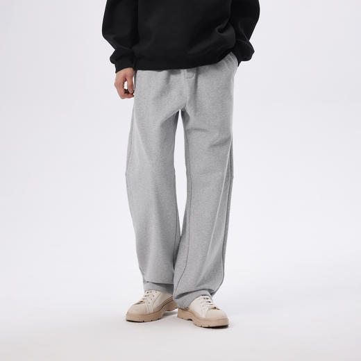 CHINISM赤尘 重磅纯棉拉毛弯刀卫裤男冬季加绒加厚男生直筒休闲裤 商品图2