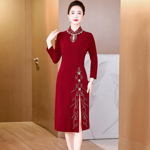 LC 2506端庄优雅显气质时尚洋气开叉旗袍裙 商品图2