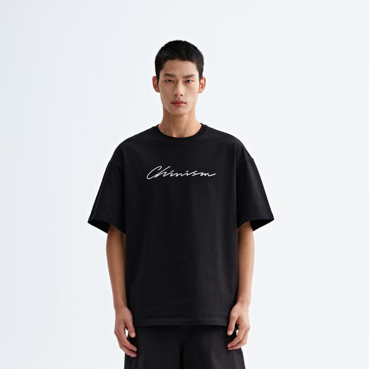 CHINISM赤尘 草体LOGO锁链绣短袖T恤男2025夏季新款重磅纯棉上衣 商品图3