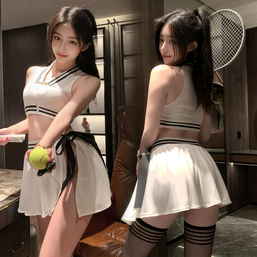 霏慕 网球女神运动分体套装ZY38 原创情趣内衣热辣性感风网球制服大尺度免脱约会战袍 商品图8