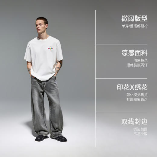 CHINISM CH幸运之符刺绣logo短袖t恤男夏季凉感抗菌男生速干半袖 商品图1