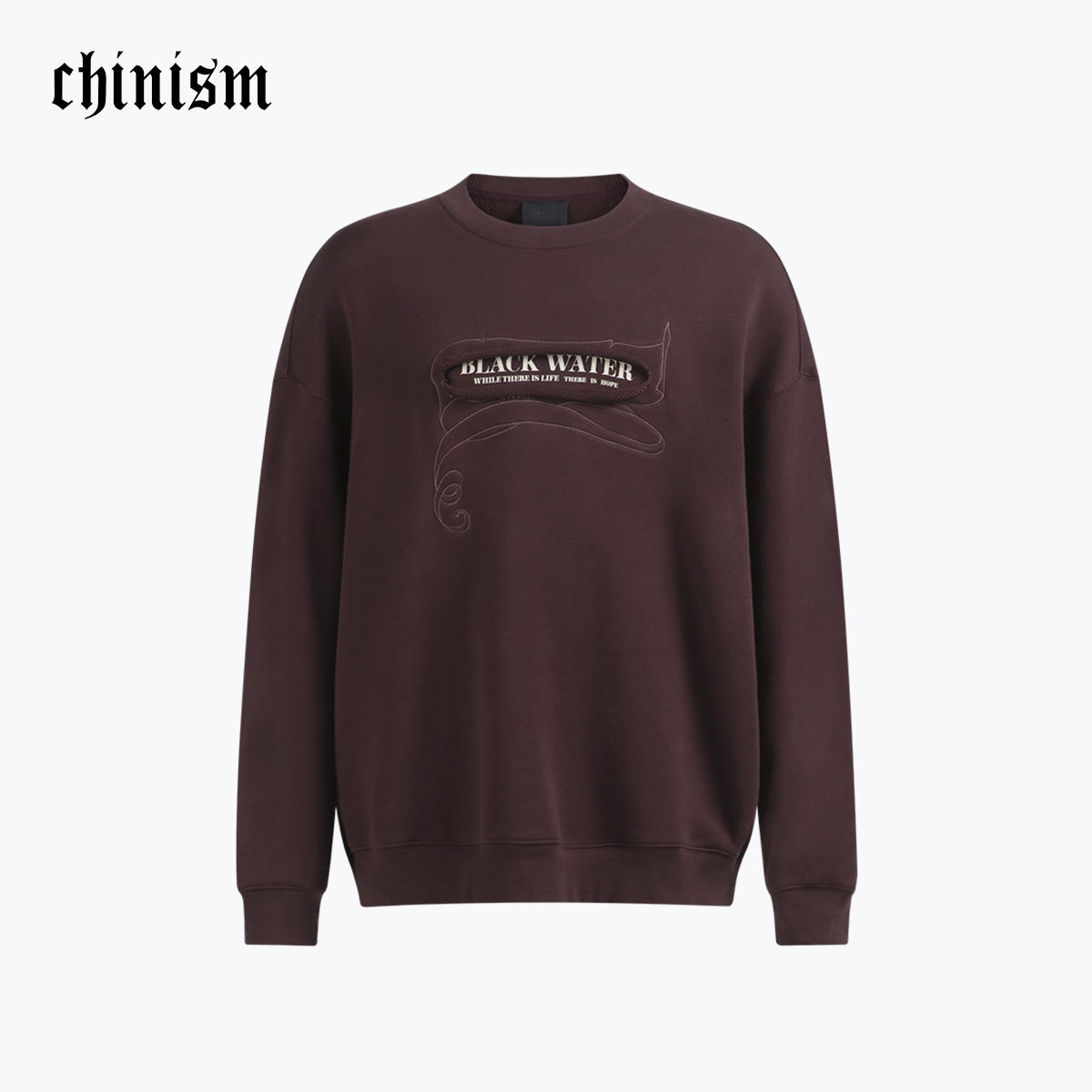 CHINISM折扣季 贴布绣重磅圆领卫衣男秋季新款宽松男生套头上衣