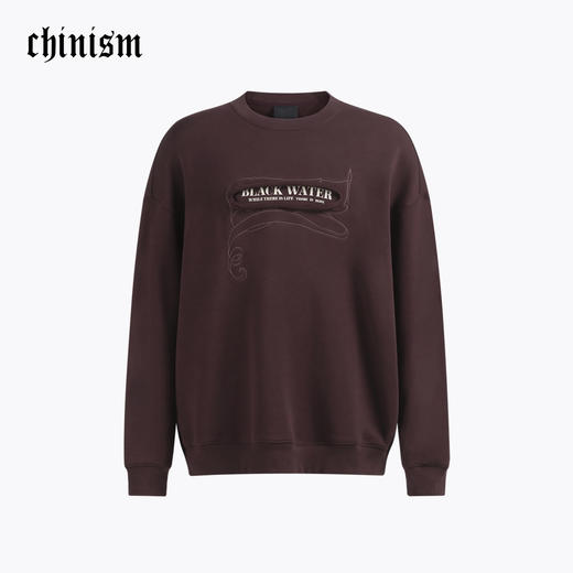 CHINISM折扣季 贴布绣重磅圆领卫衣男秋季新款宽松男生套头上衣 商品图0