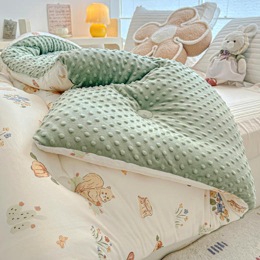 【热卖推荐】自然醒A类婴儿级针织棉豆豆绒大豆被冬被子被芯单人春秋被褥四季通用YBY 商品图5