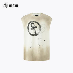CHINISM赤尘 做旧背心男夏季新款美式宽松纯棉男士运动坎肩t恤