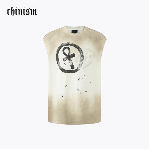 CHINISM赤尘 做旧背心男夏季新款美式宽松纯棉男士运动坎肩t恤 商品图0
