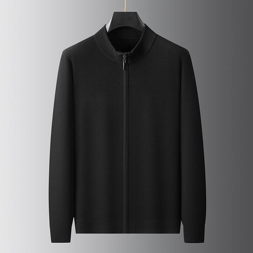 【DWP】大依优型大码男装秋冬新款羊毛衫男士加肥加立领保暖舒适弹力拉链开衫 商品图4