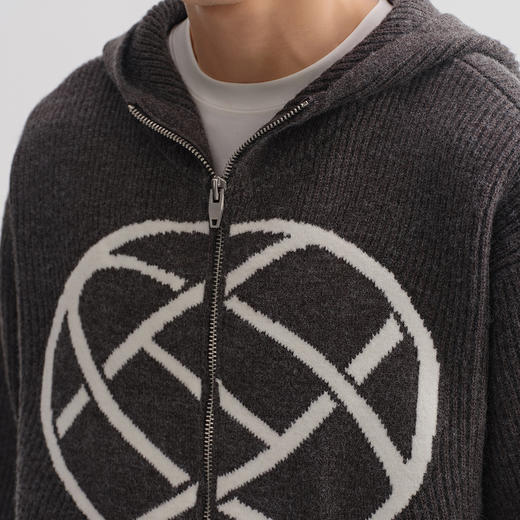 CHINISM赤尘 腈纶包芯纱线连帽开衫毛衣男冬季慵懒针织衫拉链外套 商品图2