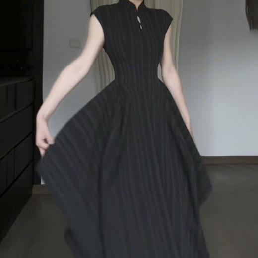 裁缝学苑AQ510新中式无袖立领旗袍纸样连衣裙女收腰大摆长裙图 商品图0