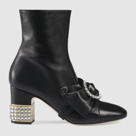【超惠秒】GUCCI 古驰 女士可拆卸珠宝蝴蝶结 真皮高跟及踝靴11856 商品图1