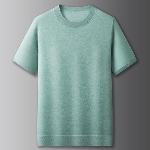 【DX】大依优型大码男士圆领纯色短袖毛衣休闲薄款针织衫简约加肥大码秋季上衣肥佬绵羊毛衫 商品图8