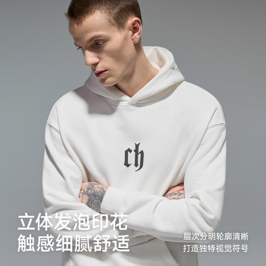 CHINISM赤尘 发泡印花连帽卫衣男秋季美式宽松休闲潮牌情侣帽衫 商品图1