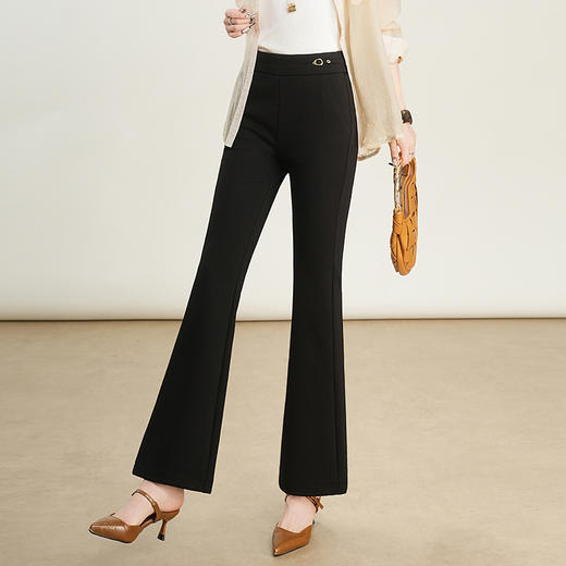 「自」全新升级【铂金会员174/天猫229/差价55】(45608)洛诗琳窄版直筒九分裤2025秋季新款高腰显瘦微喇叭休闲长裤 商品图1