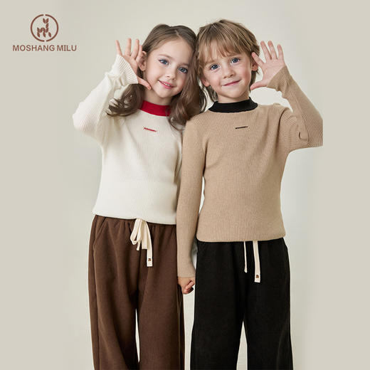 【反季清仓】MOSHANG MILU魔法口袋中长款半高圆领儿童毛衣 | 软糯亲肤、轻量保暖不闷、罗纹松紧袖口、高弹舒适 商品图2