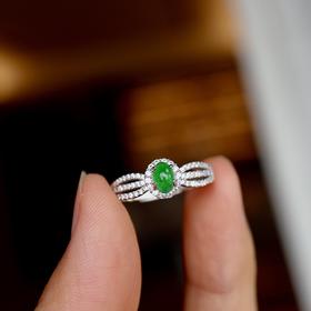 冰阳绿 高级感天然A货翡翠开口戒 CF