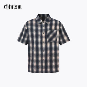 【商场同款】CHINISM赤尘 渐变格子短袖衬衫男夏季新款休闲衬衣