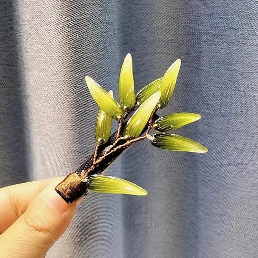 雀说国风仿真水滴竹叶发夹侧边夹女新款后脑勺盘发鸭嘴夹古风汉服头饰ALD115 商品图3