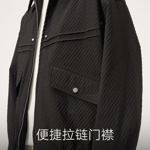 gxg.jeans男装 黑色肌理感分割设计简约翻领宽松夹克外套25秋热卖 商品图4