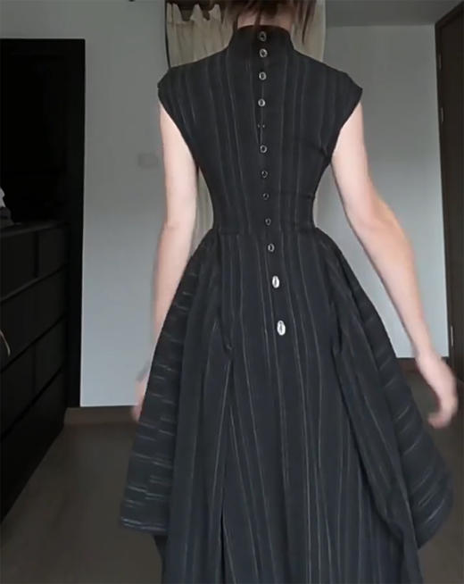 裁缝学苑AQ510新中式无袖立领旗袍纸样连衣裙女收腰大摆长裙图 商品图6