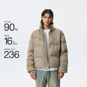 CHINISM赤尘 双色灯芯绒短款羽绒服男冬季新款面包服加厚外套