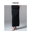 VIMAGE纬漫纪高腰简约百搭黑色廓形长款显瘦半身裙2025夏季新款V2301939 商品缩略图0