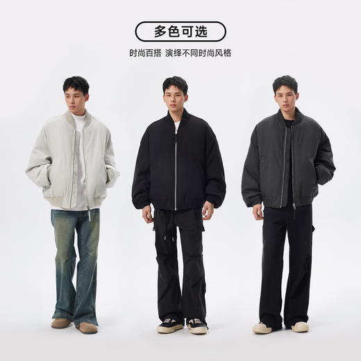 CHINISM赤尘 MA1棒球领飞行夹克棉服男冬季美式男士加厚棉衣外套 商品图3