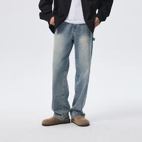 CHINISM赤尘 浅色直筒牛仔裤男水洗休闲长裤新款美式宽松男士裤子