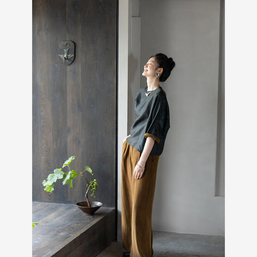 牧衣游原创 19姆米大漆香云纱衬衫复古高级感禅意真丝上衣 雪韵 商品图2