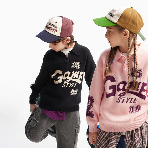 【MQD】童装儿童毛衣春秋款男女童翻领提花宝宝针织线衫宽松上衣 商品图2