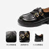 千百度26年新款厚底手抓皮乐福鞋女新款增高英伦风小皮鞋深口单鞋A26152808 商品缩略图3