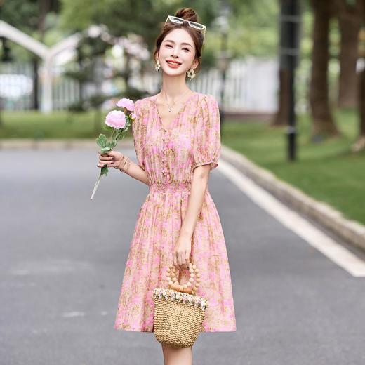 法式气质优雅小个子温柔时尚，V领收腰碎花连衣裙HR-BBL5058 商品图2