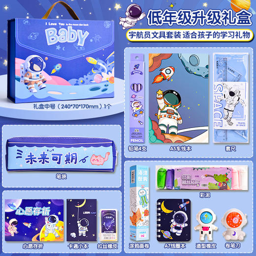 【宇航员文具礼盒套装，绚丽多彩！】宇航员文具礼盒套装 儿童生日礼物小学生文具套装 伴手礼开学礼物-QB 商品图5