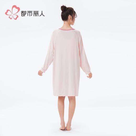 都市丽人睡衣仿棉磨毛牛奶丝睡衣女士家居服长袖裙棉质睡裙LHH6H4 商品图3