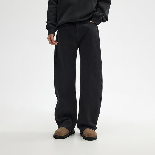 CHINISM赤尘 弯刀牛仔裤男2025新款美式宽松男士裤子黑色直筒长裤 商品图0