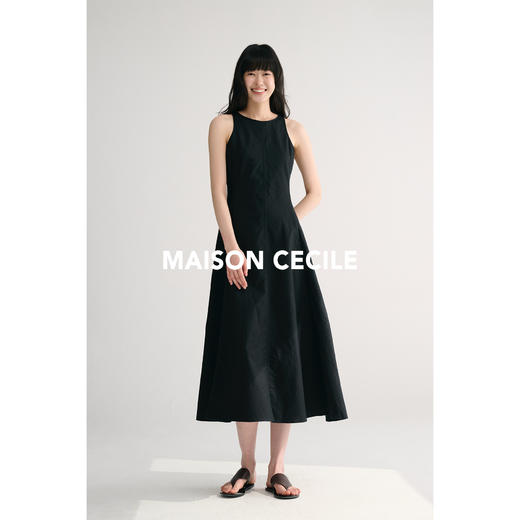 MAISON CECILE 两色/法式极简优雅通勤one piece无袖棉麻连衣裙 商品图3