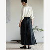 牧衣游原创 重磅27姆米提花丝麻半裙宽松复古黑色马面裙 松子落 商品缩略图3