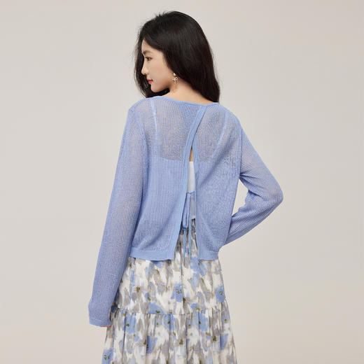 【08/12新品】熙世界气质穿搭一整套高级感女士夏秋针织罩衫碎花半身裙两件套装 商品图4