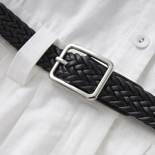 「高货wl」全新升级【铂金会员367/天猫499/差价132】(43421)洛诗琳气质法式亚麻衬衫裙2025夏季知性通勤收腰连衣裙女 商品图2