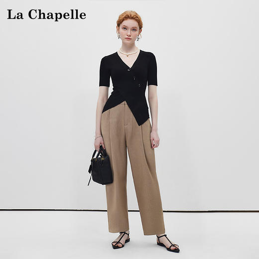 拉夏贝尔/La Chapelle高腰显瘦直筒西装裤女通勤时尚小个子九分烟管裤 商品图1