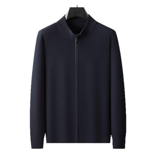 【DWP】大依优型大码男装秋冬新款羊毛衫男士加肥加立领保暖舒适弹力拉链开衫 商品图9