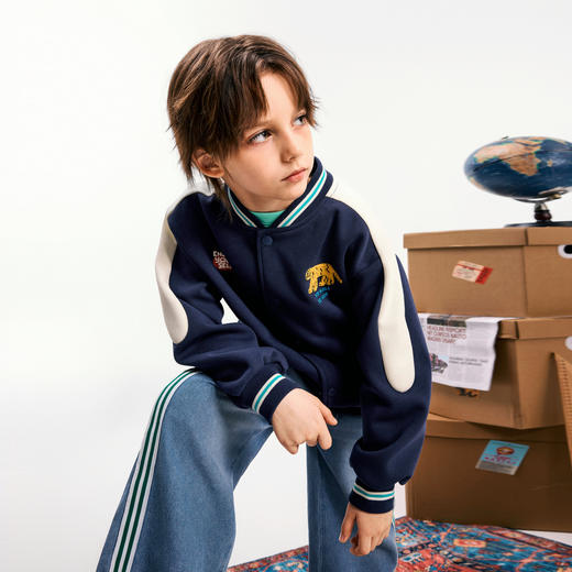 【MQD】男大童春秋季品潮酷休闲学院风运动翻领外套 商品图2