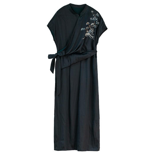 牧衣游原创 19姆米香云纱手工刺绣连衣裙复古中式轻礼服 山有思 商品图4