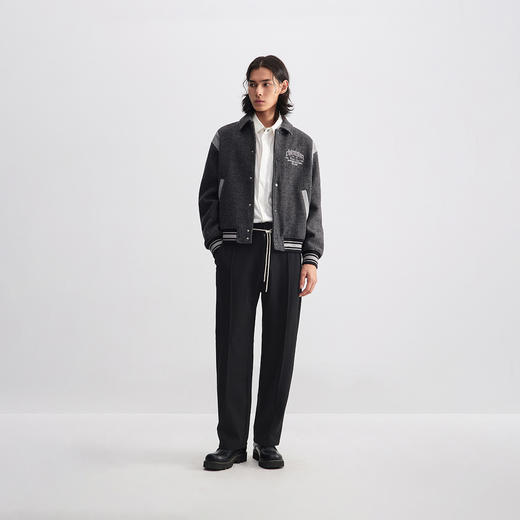 CHINISM赤尘 贴皮绣花棒球夹克男冬季翻领绵羊毛男士保暖外套 商品图3