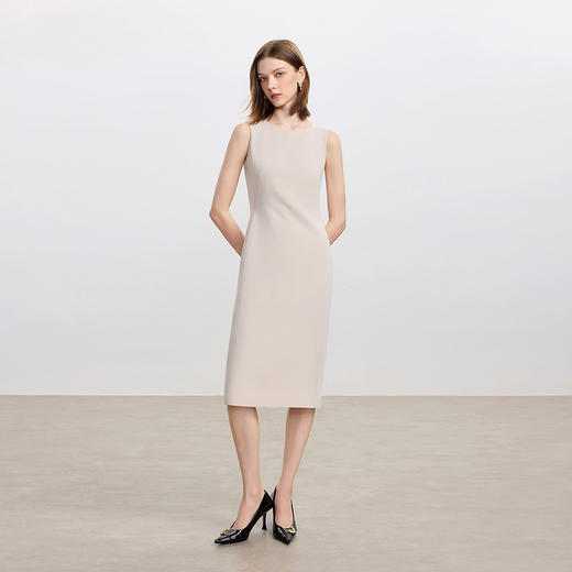 IWY/米杏色连衣裙女气质内搭西装裙秋季职业装通勤无袖长裙Q1439 商品图2