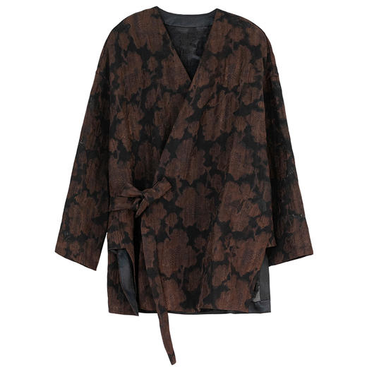 牧衣游原创 铁木机织半手工罗莨绸短外套东方禅意中式开衫 花蝶 商品图4